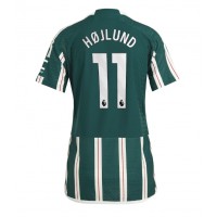 Camiseta Manchester United Rasmus Hojlund #11 Segunda Equipación Replica 2023-24 para mujer mangas cortas